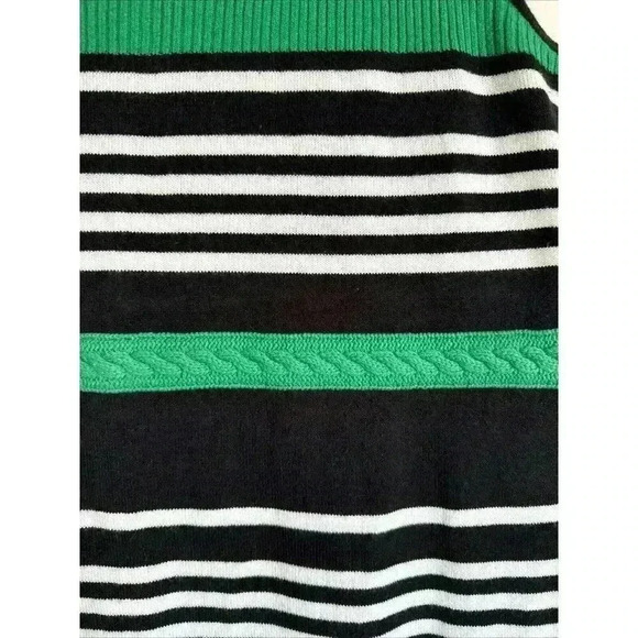 Preston & York Sleeveless Knit Top Black/white/green Large Stripped - Picture 2 of 5